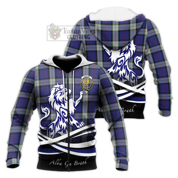 Sinclair Dress Tartan Knitted Hoodie with Alba Gu Brath Regal Lion Emblem