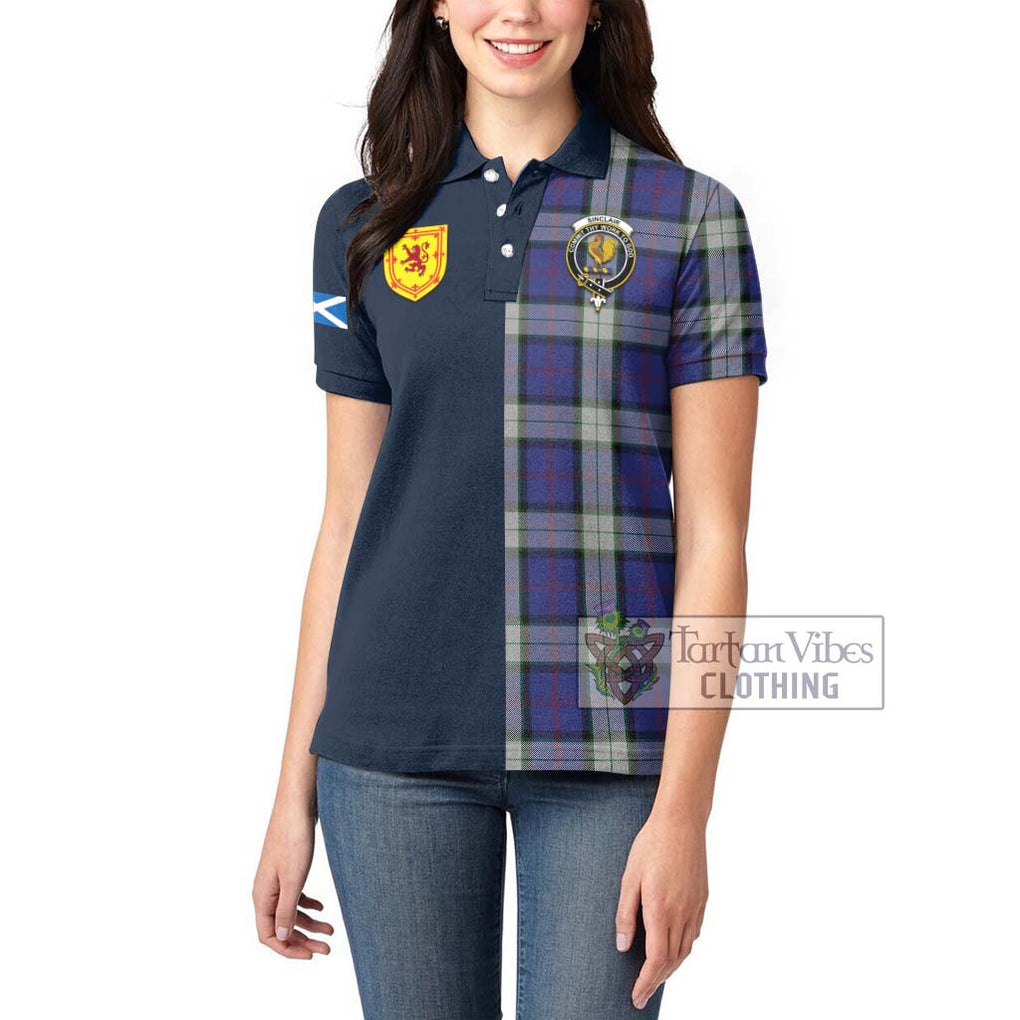 Tartan Vibes Clothing Sinclair Dress Tartan Women's Polo Shirt with Scottish Lion Royal Arm Half Style