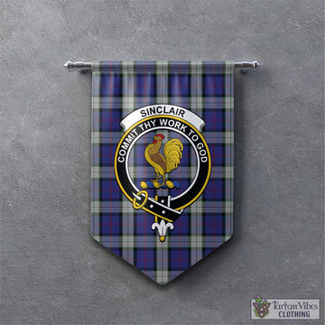 Sinclair Dress Tartan Gonfalon, Tartan Banner with Family Crest