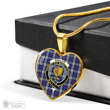 Sinclair Dress Tartan Heart Necklace with Family Crest