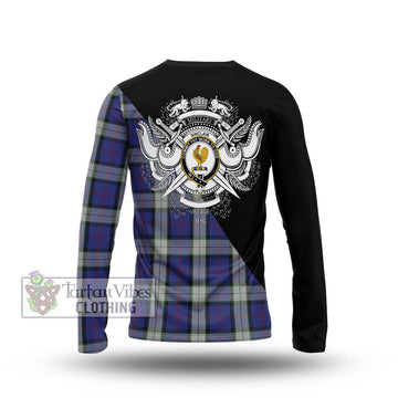 Sinclair Dress Tartan Long Sleeve T-Shirt with Family Crest and Military Logo Style