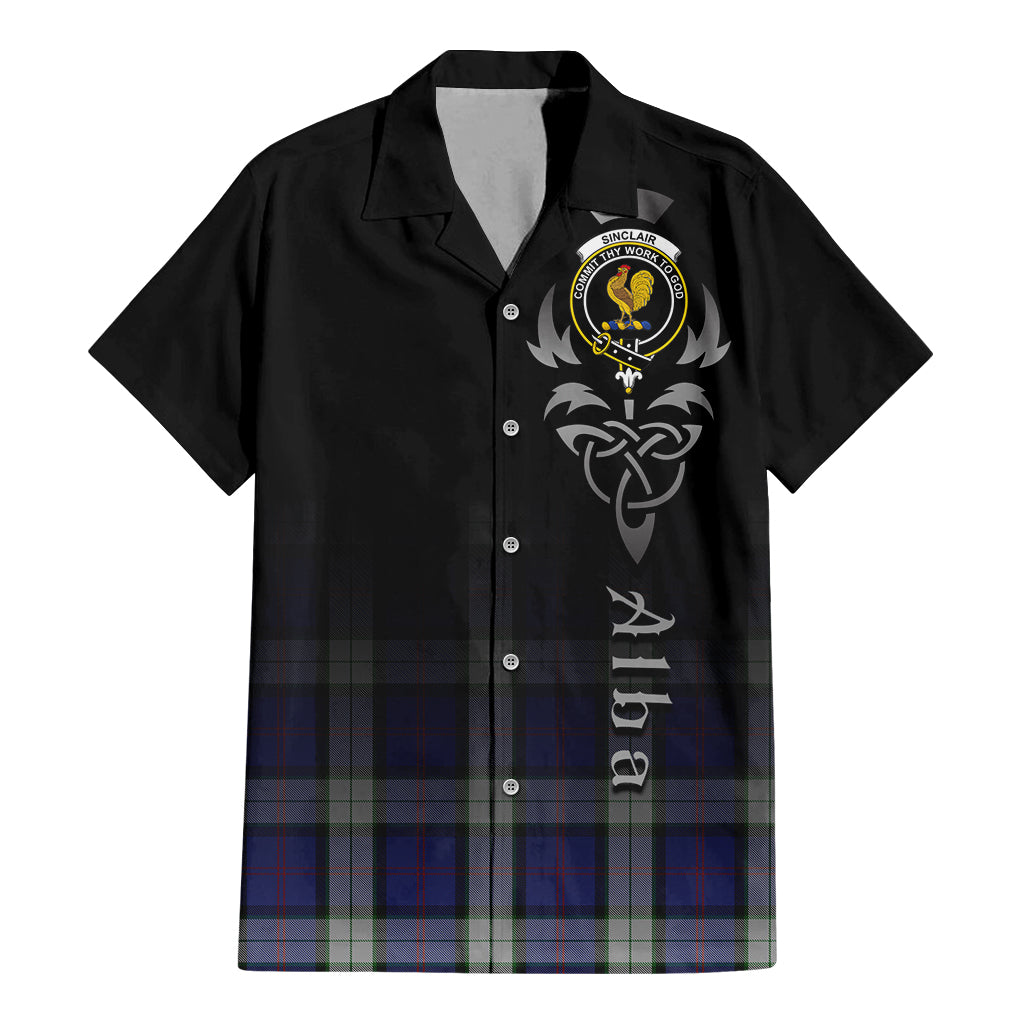 Tartan Vibes Clothing Sinclair Dress Tartan Short Sleeve Button Up Featuring Alba Gu Brath Family Crest Celtic Inspired