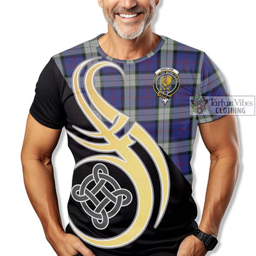 Sinclair Dress Tartan T-Shirt with Family Crest and Celtic Symbol Style