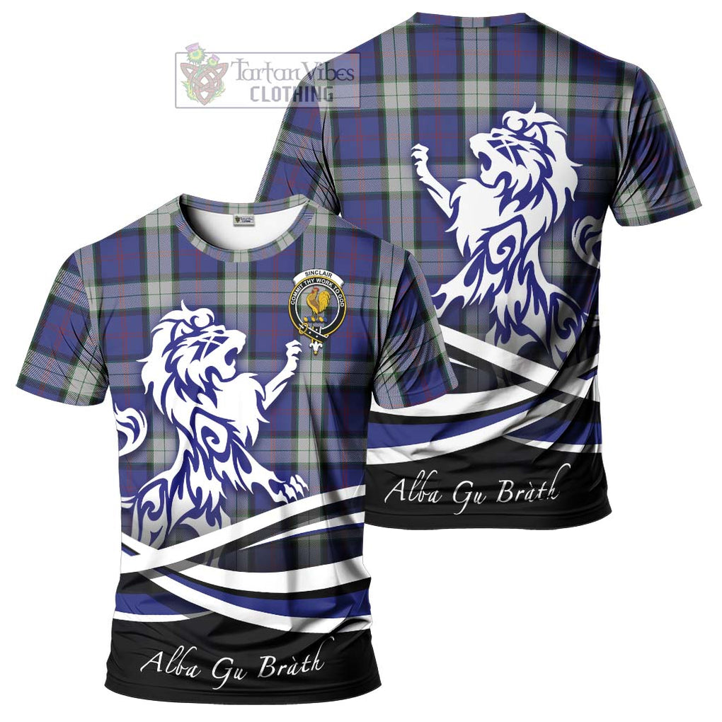 Tartan Vibes Clothing Sinclair Dress Tartan Cotton T-shirt with Alba Gu Brath Regal Lion Emblem