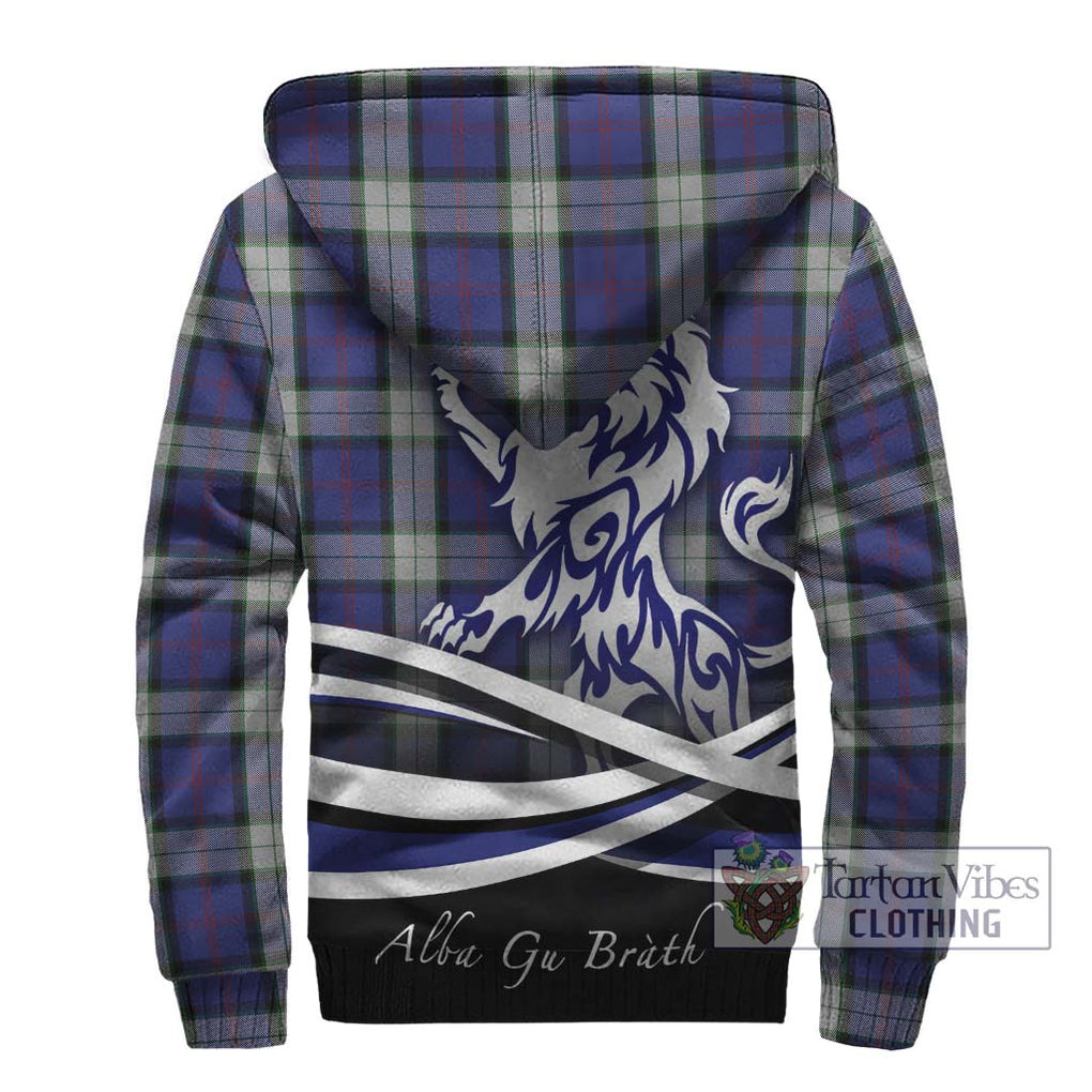 Sinclair Dress Tartan Sherpa Hoodie with Alba Gu Brath Regal Lion Emblem - Tartanvibesclothing Shop