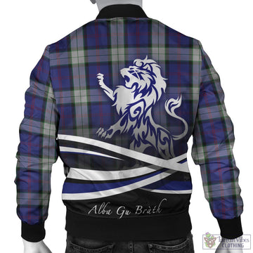 Sinclair Dress Tartan Bomber Jacket with Alba Gu Brath Regal Lion Emblem