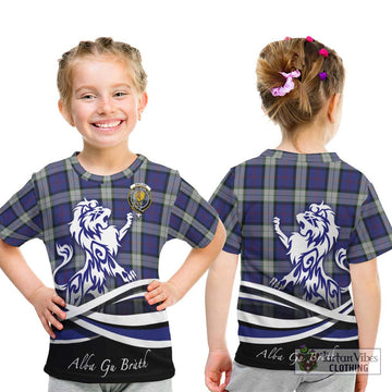 Sinclair Dress Tartan Kid T-Shirt with Alba Gu Brath Regal Lion Emblem