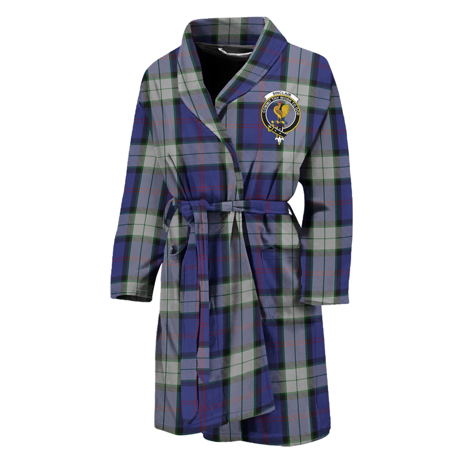 Sinclair Dress Tartan Bathrobe with Family Crest Unisex M - Tartan Vibes Clothing