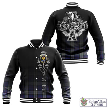 Sinclair Dress Tartan Baseball Jacket Featuring Alba Gu Brath Family Crest Celtic Inspired