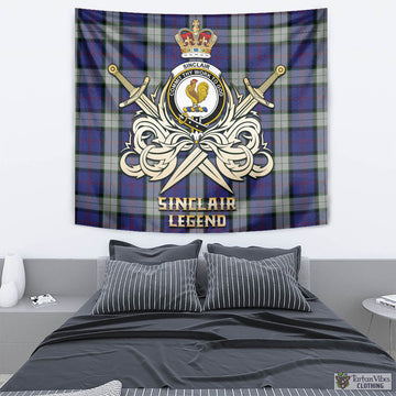 Sinclair Dress Tartan Tapestry with Clan Crest and the Golden Sword of Courageous Legacy