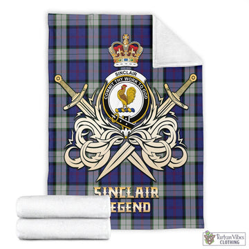 Sinclair Dress Tartan Blanket with Clan Crest and the Golden Sword of Courageous Legacy