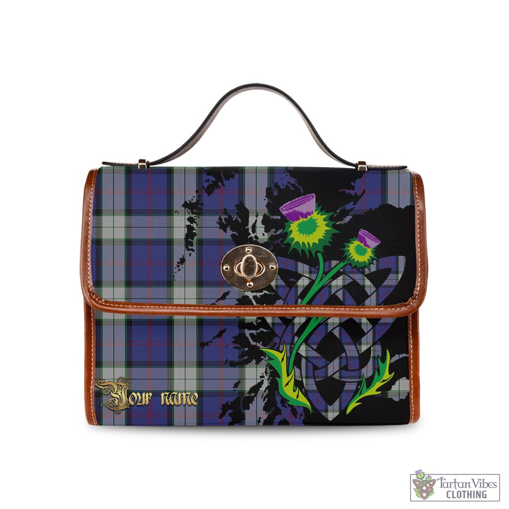 Tartan Vibes Clothing Sinclair Dress Tartan Waterproof Canvas Bag with Scotland Map and Thistle Celtic Accents