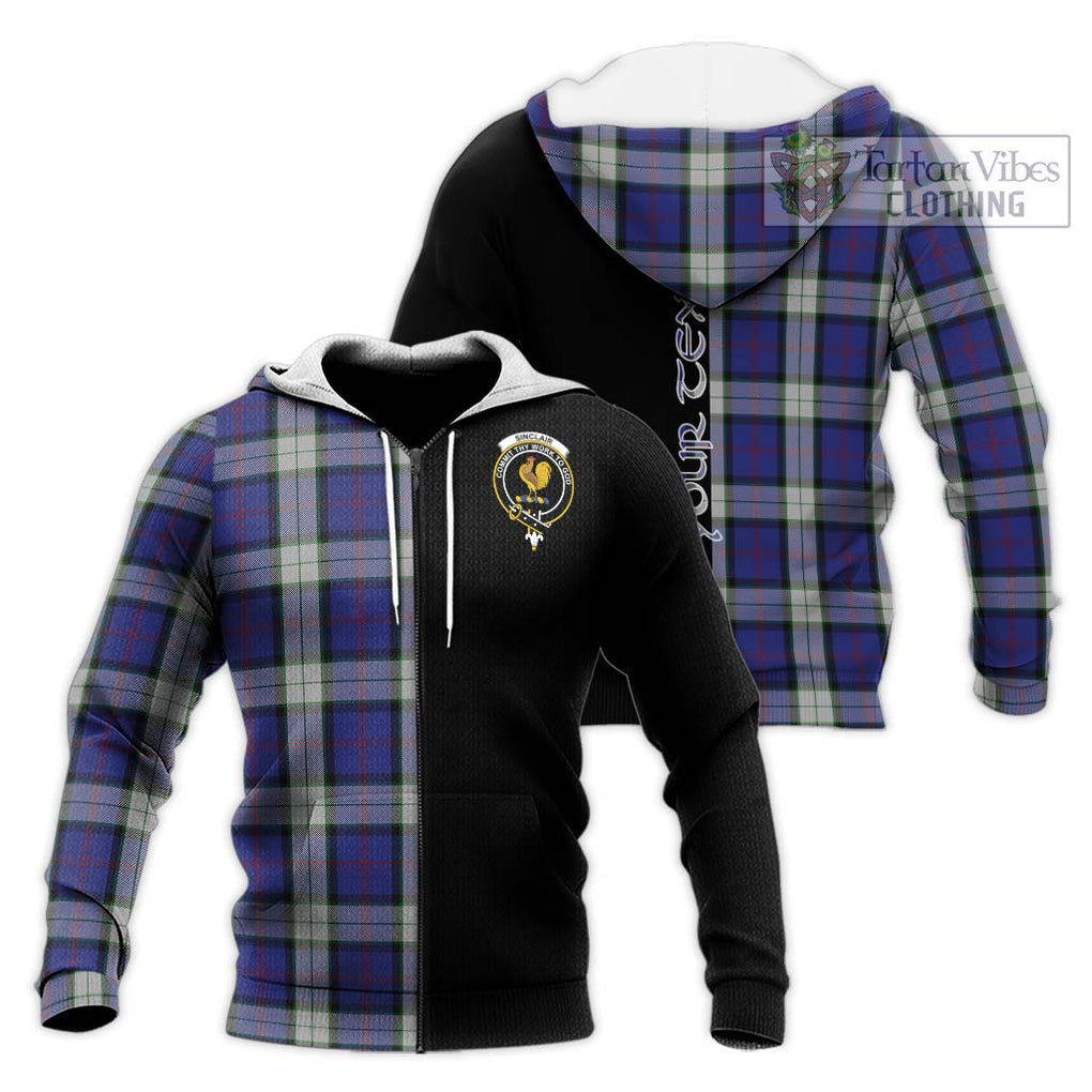 Sinclair Dress Tartan Knitted Hoodie with Family Crest and Half Of Me Style Unisex Knitted Zip Hoodie - Tartanvibesclothing Shop