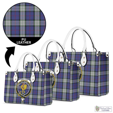 Sinclair Dress Tartan Luxury Leather Handbags with Family Crest