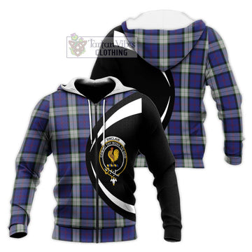 Sinclair Dress Tartan Knitted Hoodie with Family Crest Circle Style