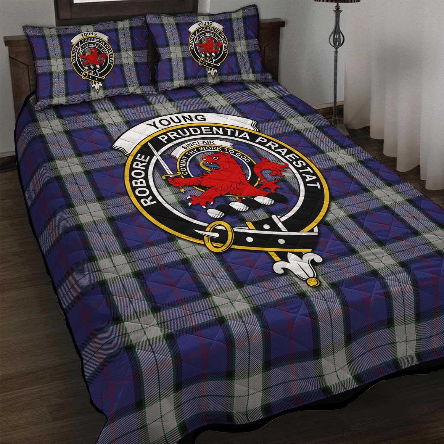 Sinclair Dress Tartan Quilt Bed Set with Family Crest - Tartan Vibes Clothing