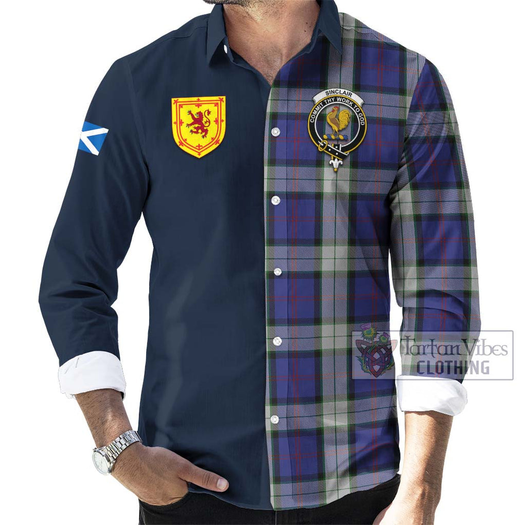 Tartan Vibes Clothing Sinclair Dress Tartan Long Sleeve Button Shirt with Scottish Lion Royal Arm Half Style