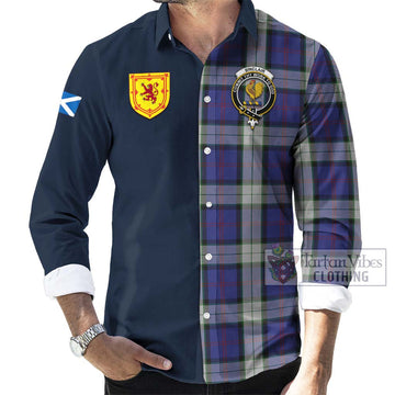 Sinclair Dress Tartan Long Sleeve Button Shirt Alba with Scottish Lion Royal Arm Half Style