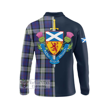 Sinclair Dress Tartan Long Sleeve Polo Shirt Alba with Scottish Lion Royal Arm Half Style