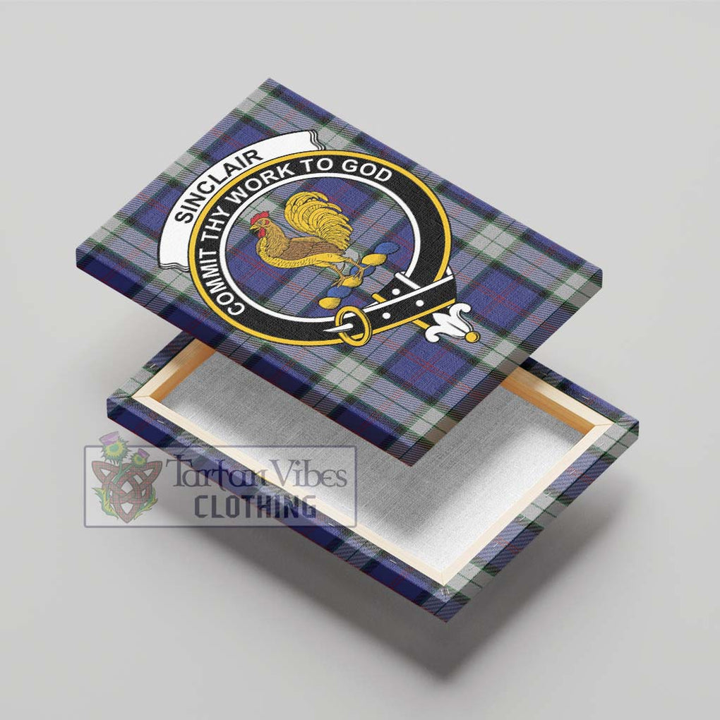 Sinclair Dress Tartan Canvas Print Wall Art with Family Crest - Tartan Vibes Clothing