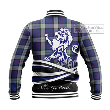 Sinclair Dress Tartan Baseball Jacket with Alba Gu Brath Regal Lion Emblem