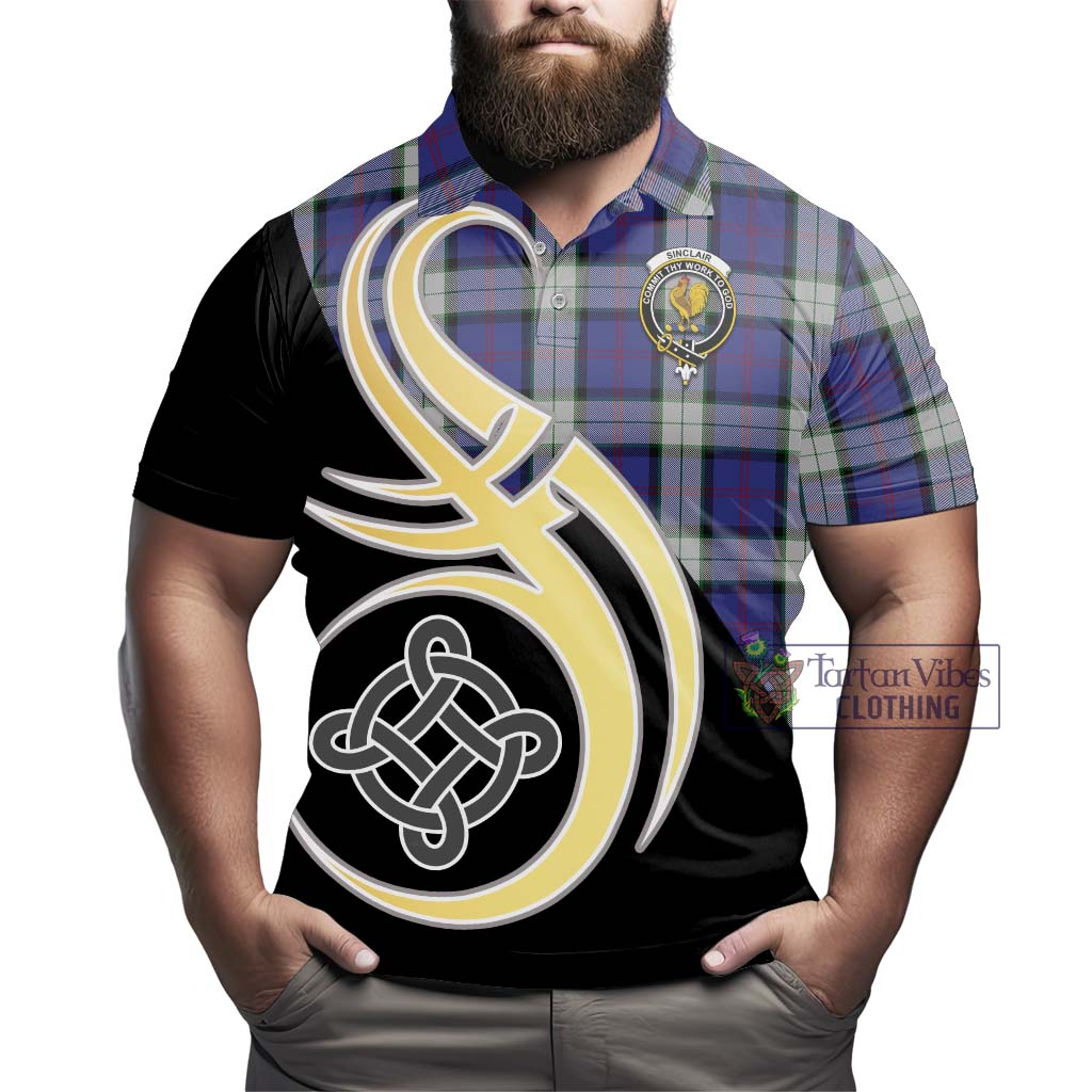 Tartan Vibes Clothing Sinclair Dress Tartan Polo Shirt with Family Crest and Celtic Symbol Style