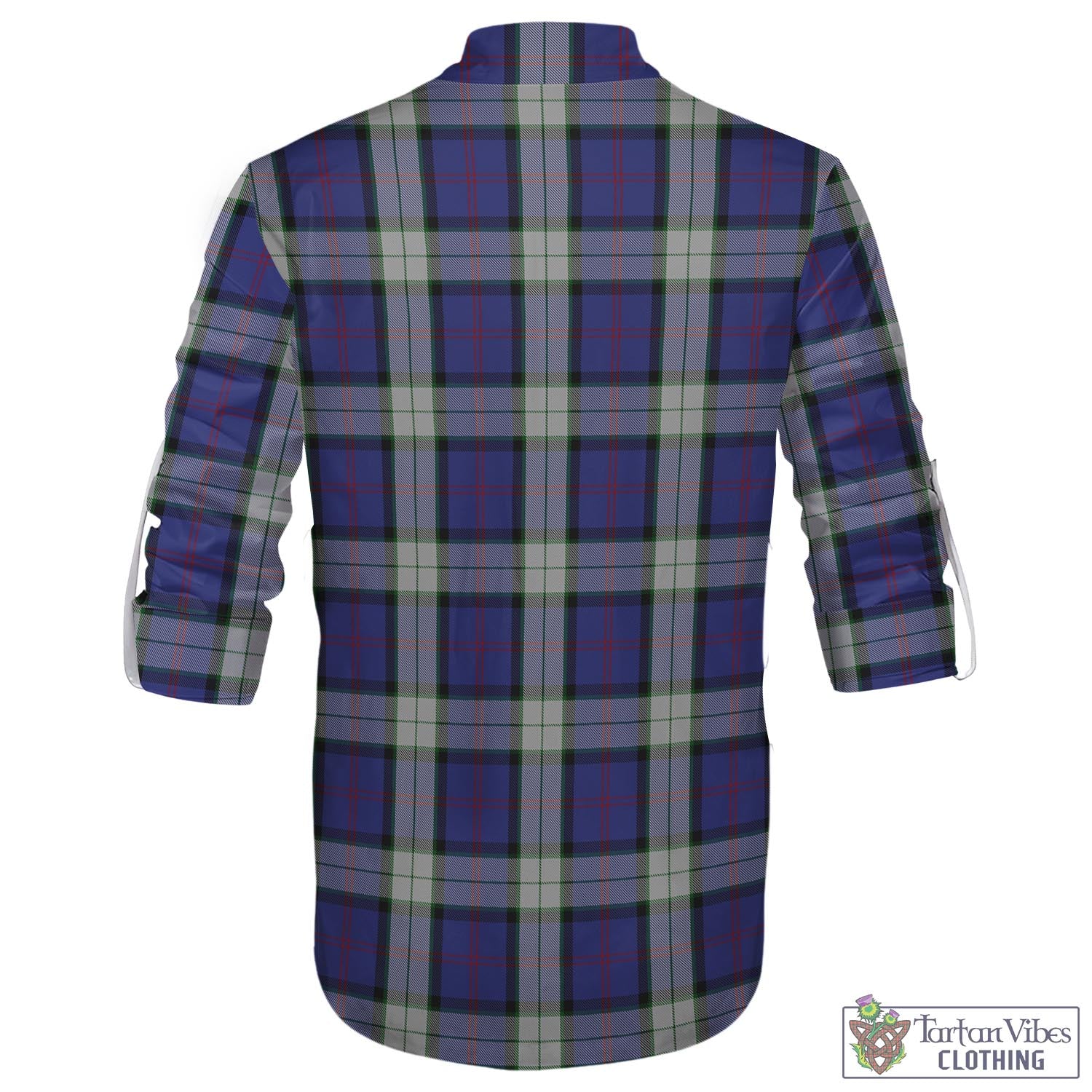 Tartan Vibes Clothing Sinclair Dress Tartan Men's Scottish Traditional Jacobite Ghillie Kilt Shirt with Family Crest