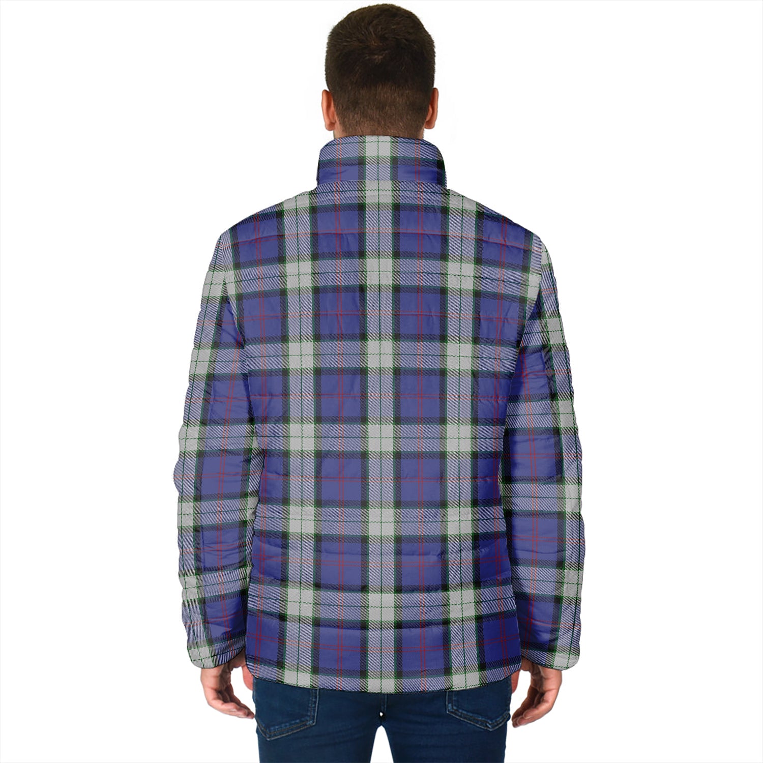 Sinclair Dress Tartan Padded Jacket with Family Crest - Tartan Vibes Clothing