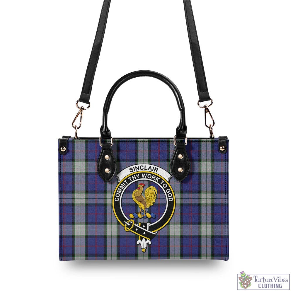 Tartan Vibes Clothing Sinclair Dress Tartan Luxury Leather Handbags with Family Crest