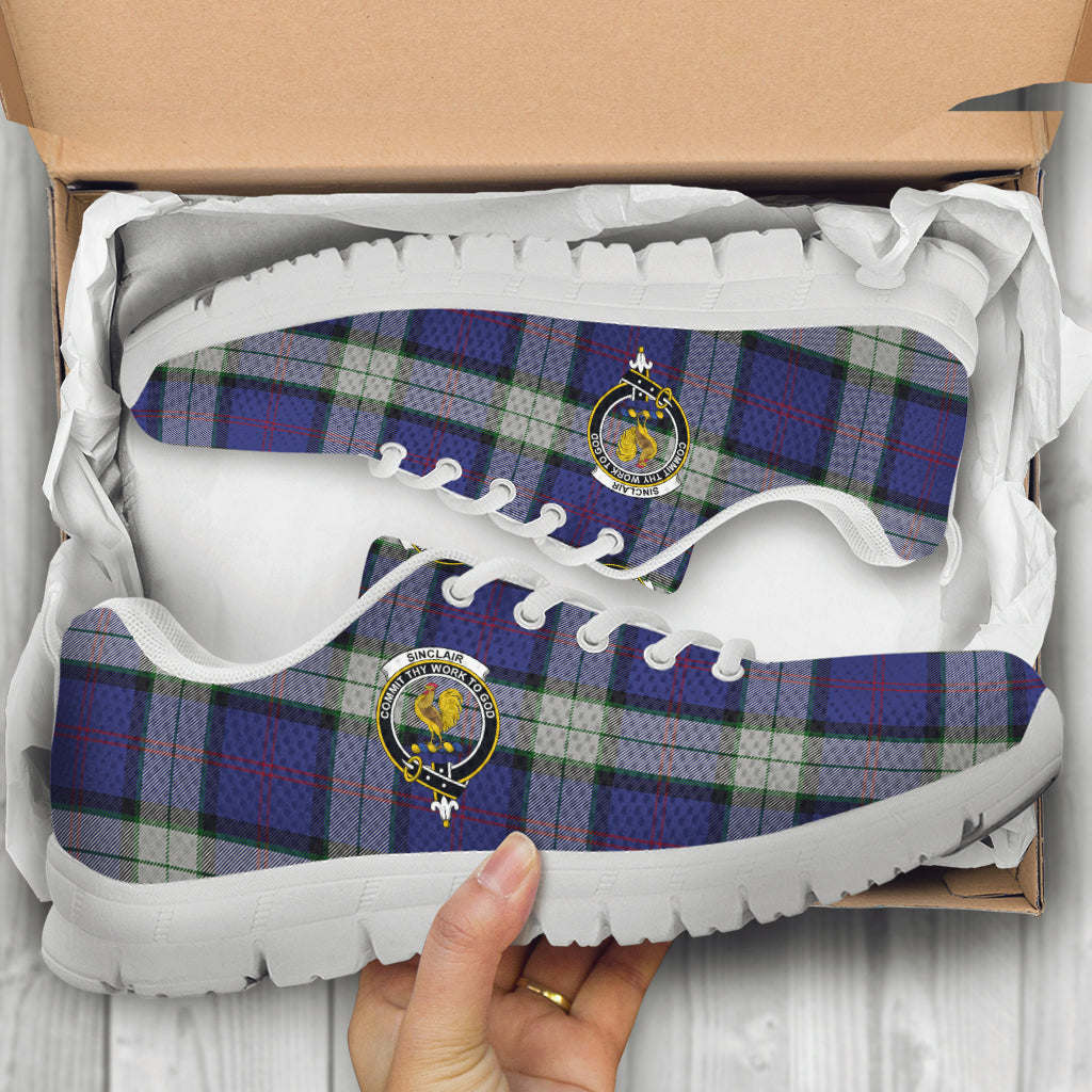 Sinclair Dress Tartan Sneakers with Family Crest - Tartan Vibes Clothing