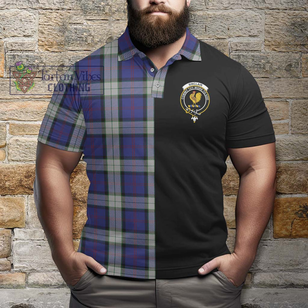 Sinclair Dress Tartan Polo Shirt with Family Crest and Half Of Me Style - Tartanvibesclothing Shop