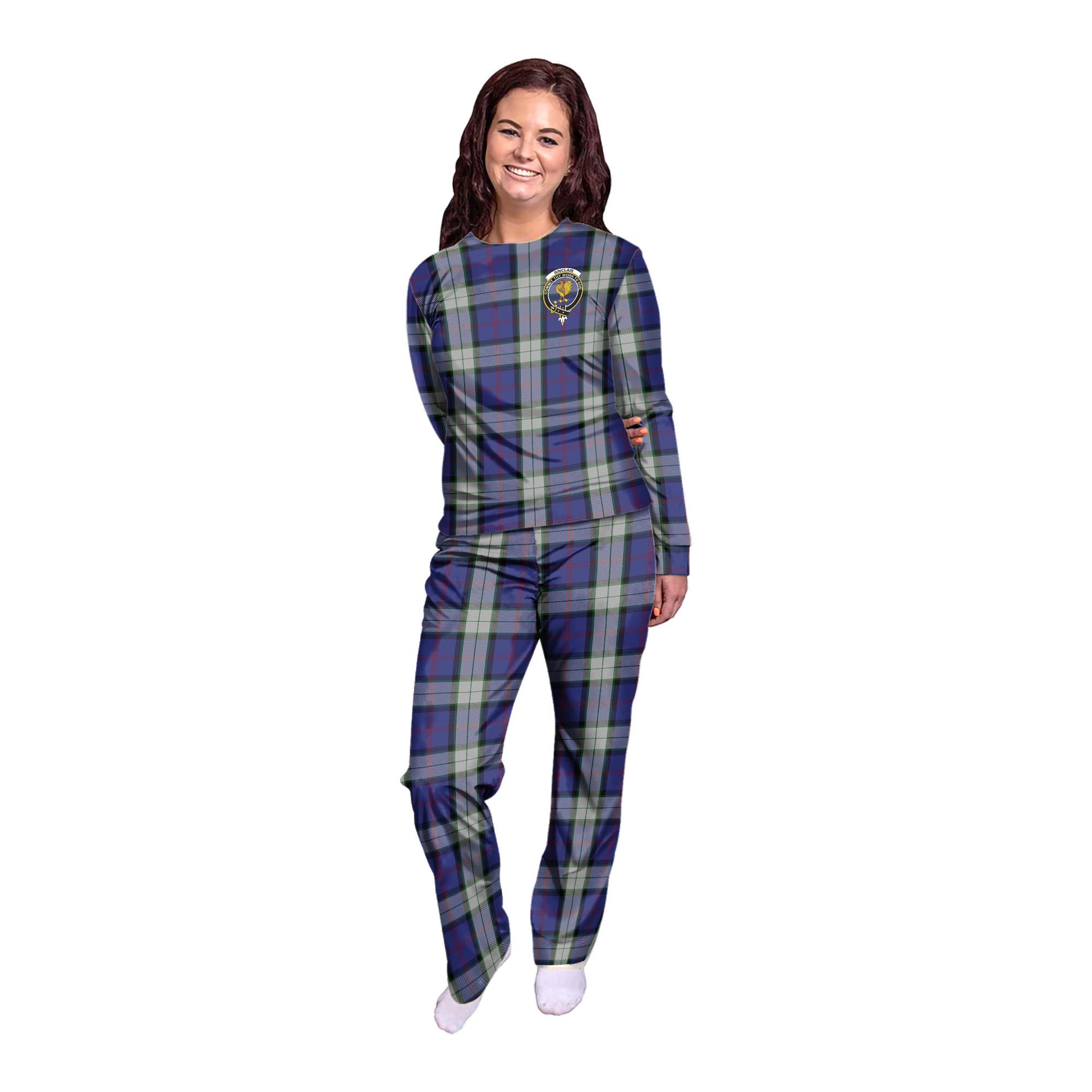 Sinclair Dress Tartan Pajamas Family Set with Family Crest - Tartanvibesclothing