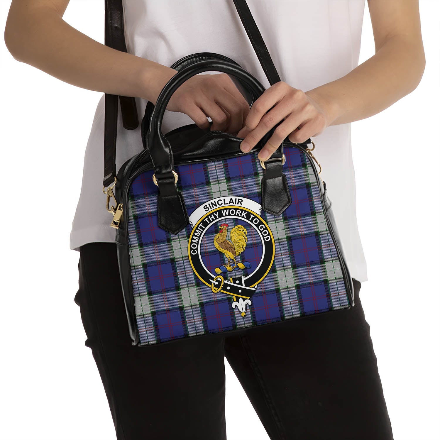 Sinclair Dress Tartan Shoulder Handbags with Family Crest - Tartanvibesclothing