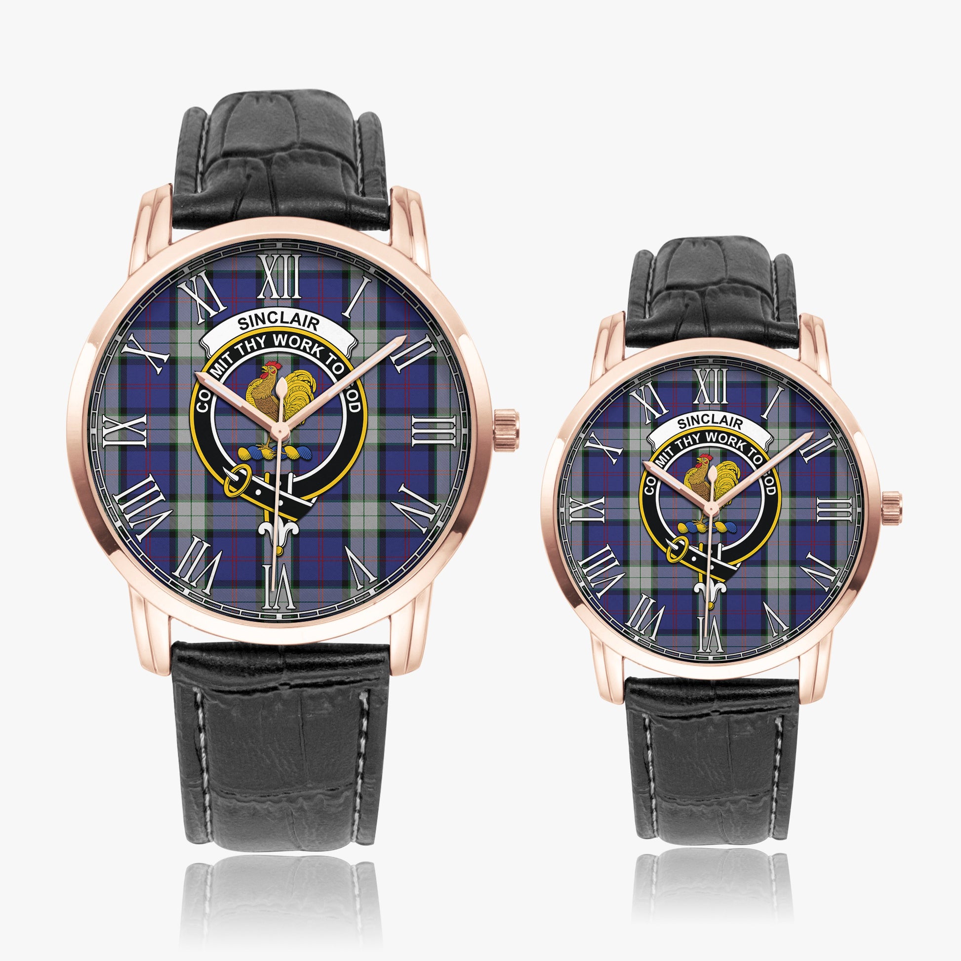 Sinclair Dress Tartan Family Crest Leather Strap Quartz Watch - Tartanvibesclothing