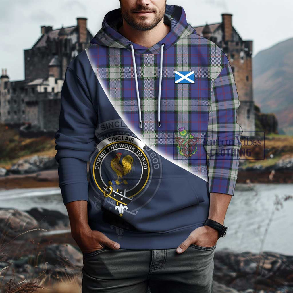 Sinclair Dress Tartan Hoodie with Personalised National Flag and Family Crest Half Style - Tartanvibesclothing Shop