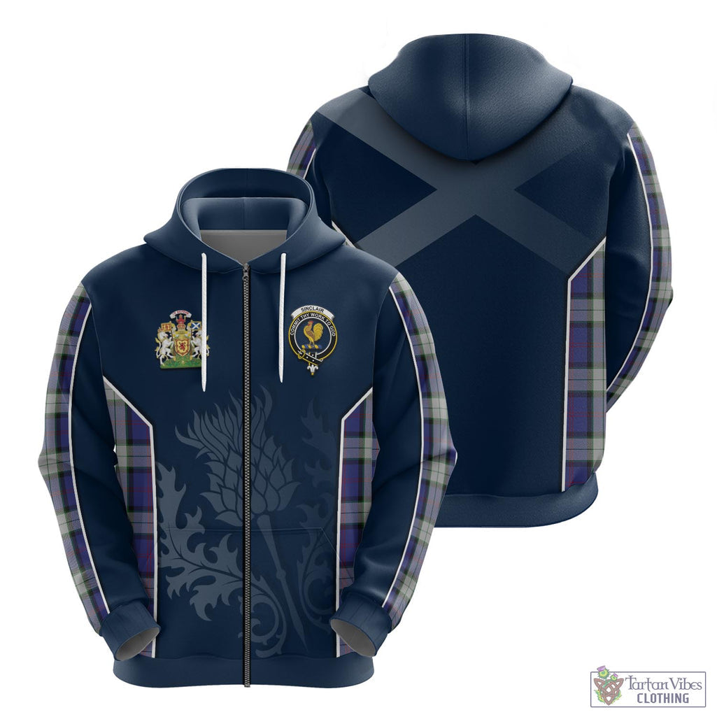 Tartan Vibes Clothing Sinclair Dress Tartan Hoodie with Family Crest and Scottish Thistle Vibes Sport Style