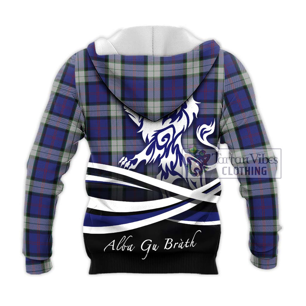 Sinclair Dress Tartan Knitted Hoodie with Alba Gu Brath Regal Lion Emblem - Tartanvibesclothing Shop