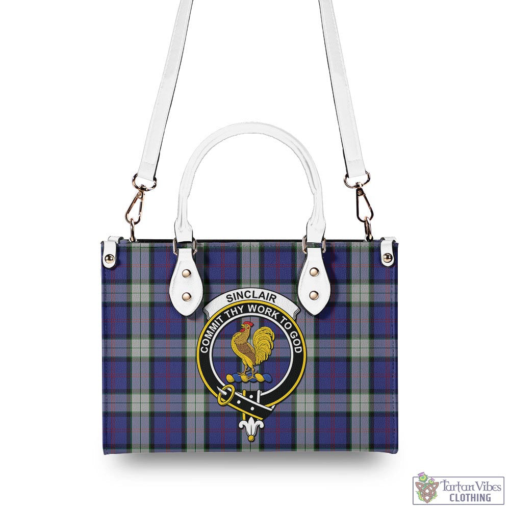 Tartan Vibes Clothing Sinclair Dress Tartan Luxury Leather Handbags with Family Crest