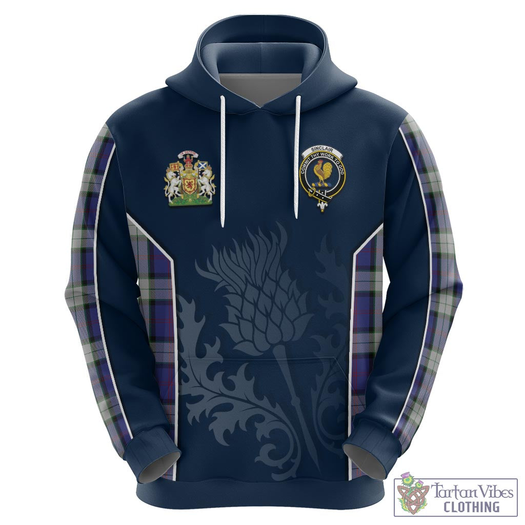 Tartan Vibes Clothing Sinclair Dress Tartan Hoodie with Family Crest and Scottish Thistle Vibes Sport Style