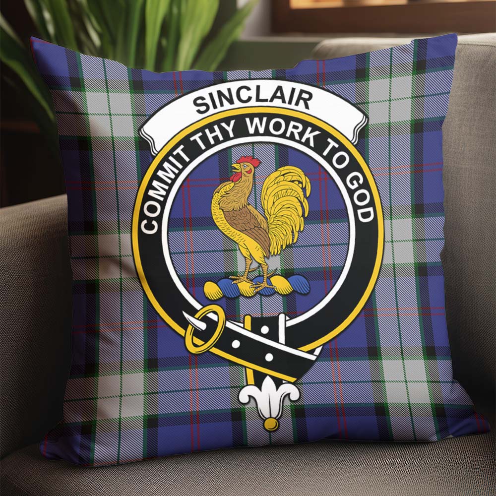 Sinclair Dress Tartan Pillow Cover with Family Crest - Tartanvibesclothing