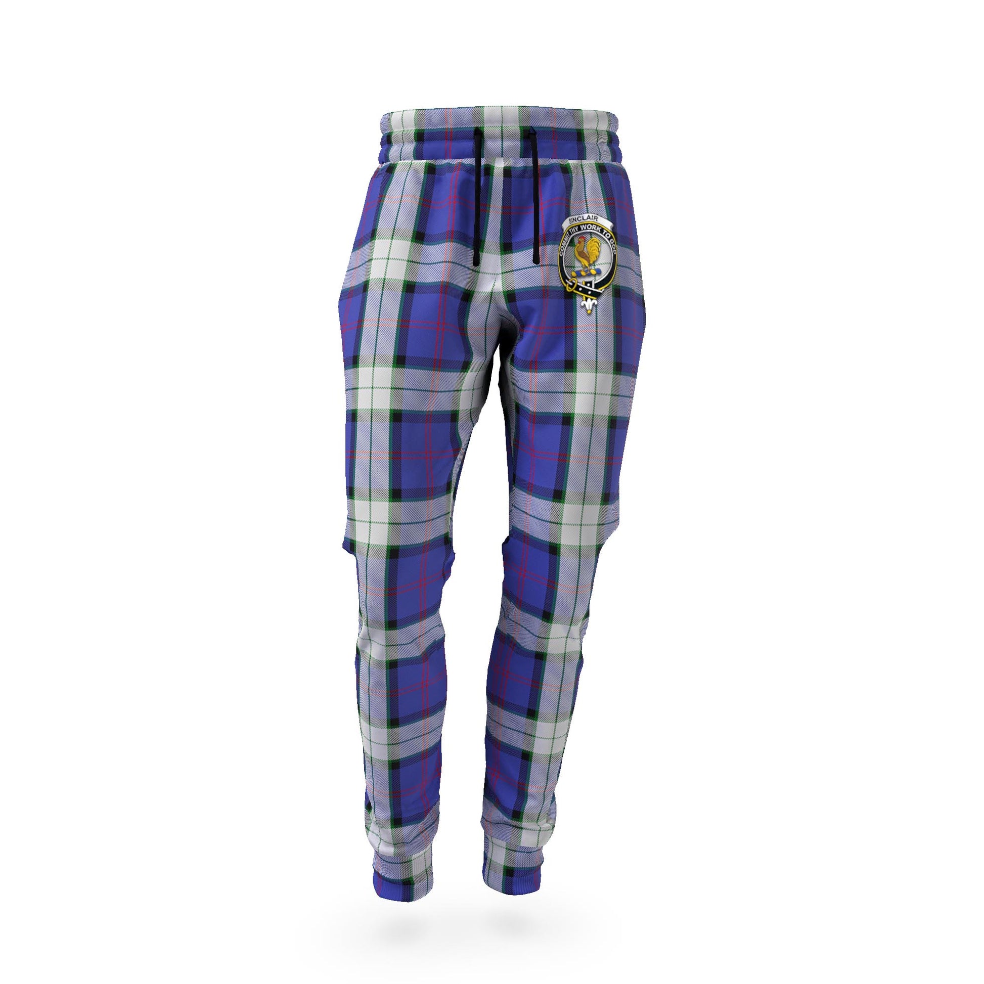 Sinclair Dress Tartan Joggers Pants with Family Crest - Tartanvibesclothing Shop