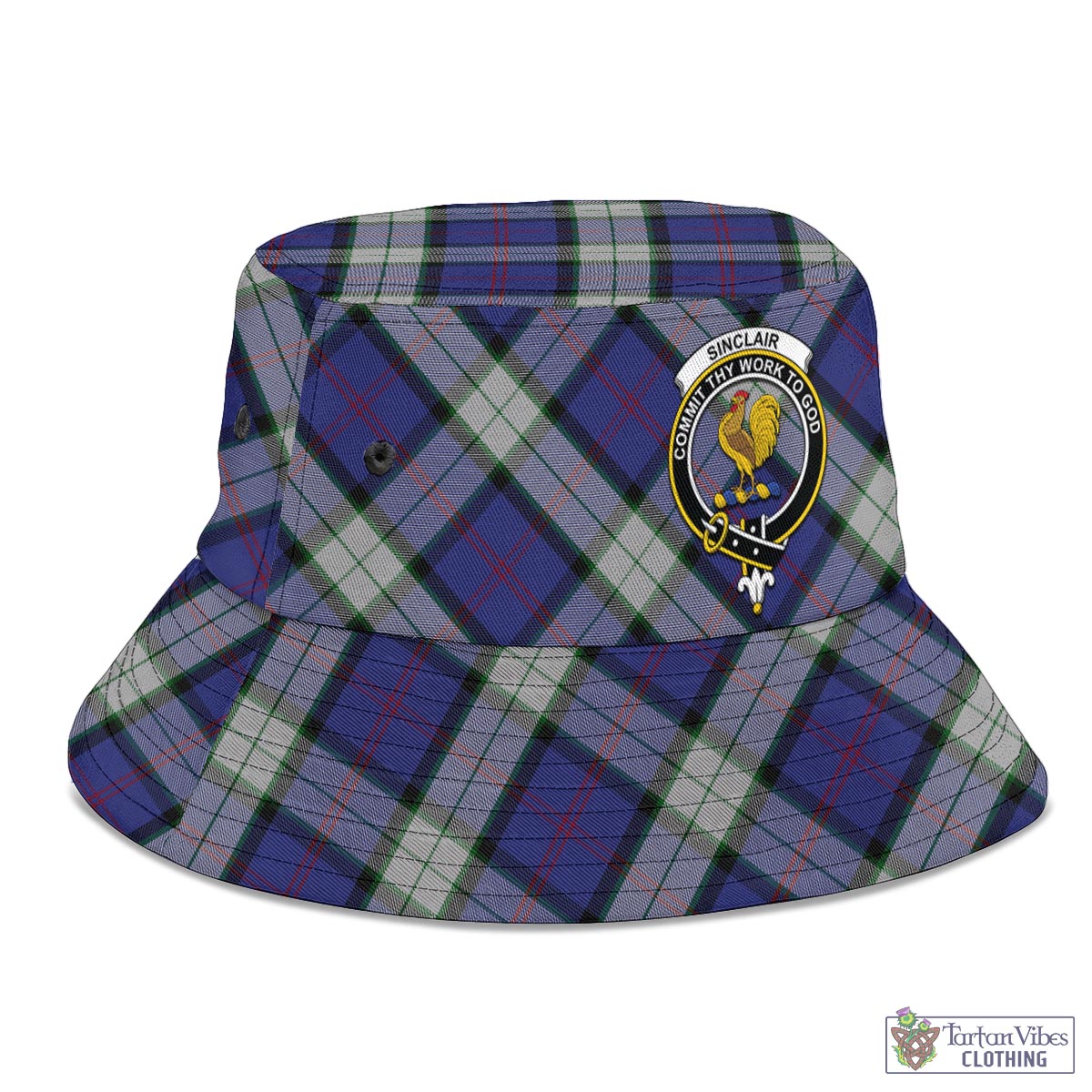 Tartan Vibes Clothing Sinclair Dress Tartan Bucket Hat with Family Crest