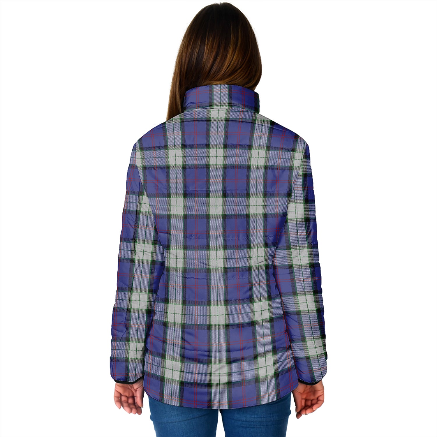 Sinclair Dress Tartan Padded Jacket with Family Crest - Tartan Vibes Clothing