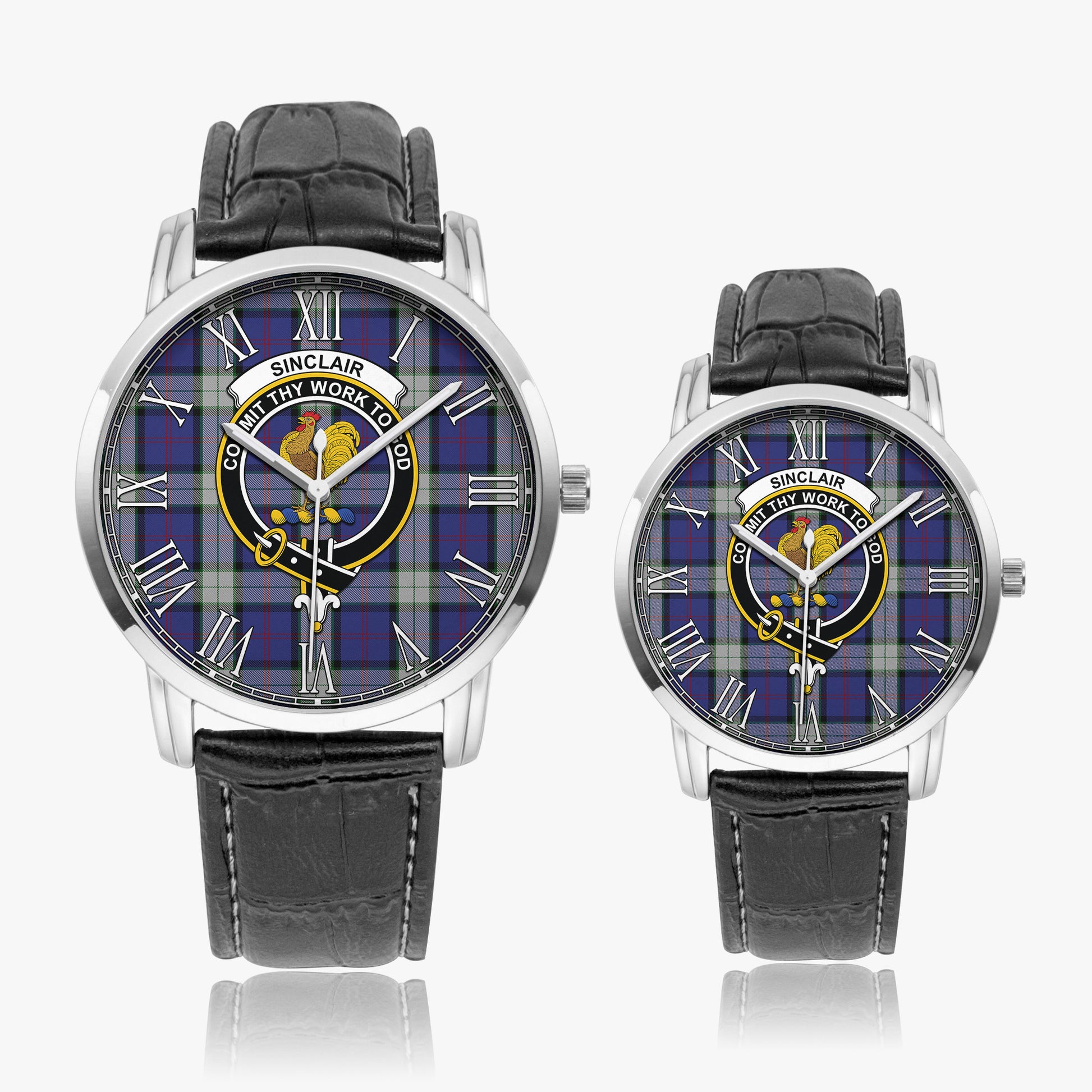 Sinclair Dress Tartan Family Crest Leather Strap Quartz Watch - Tartanvibesclothing