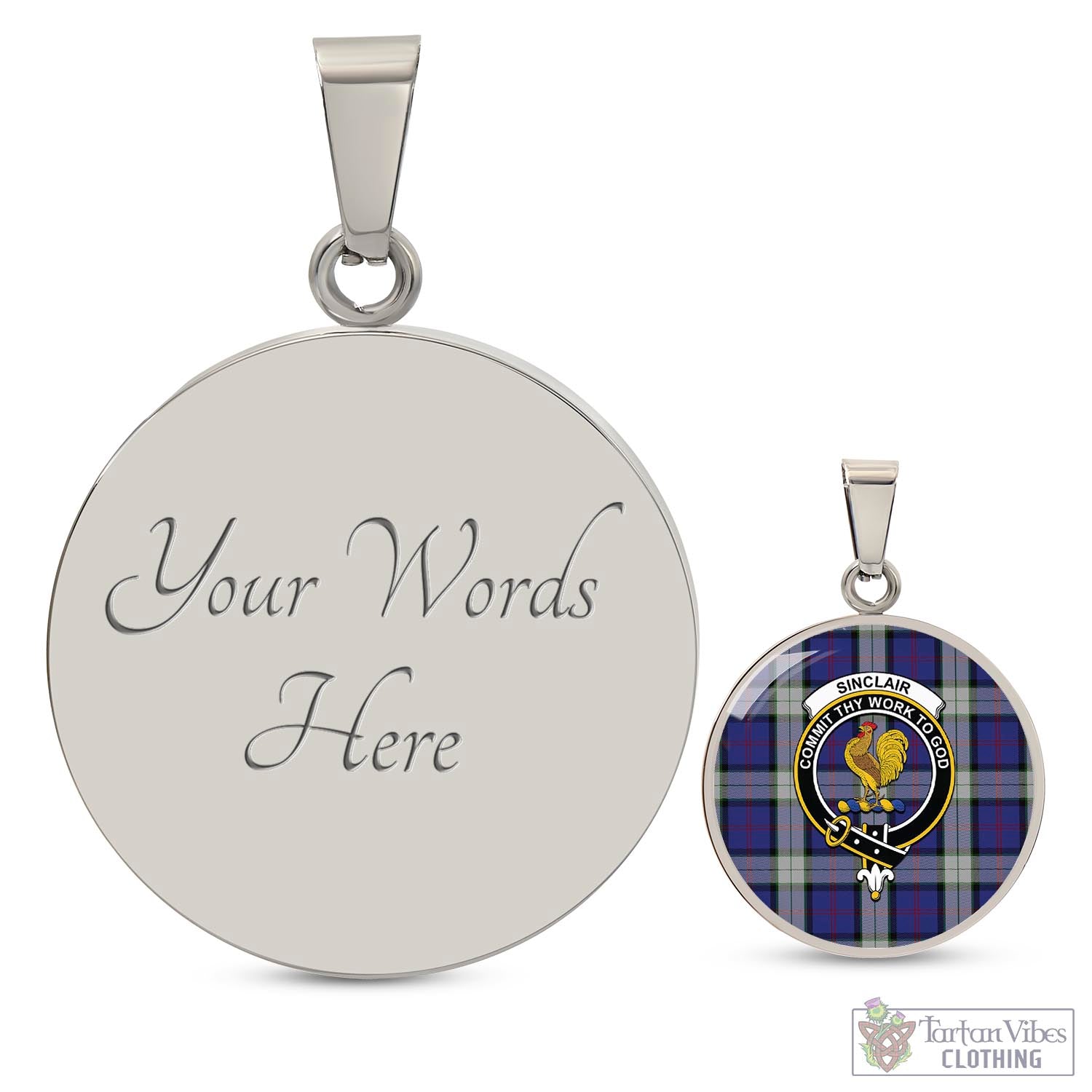 Tartan Vibes Clothing Sinclair Dress Tartan Circle Necklace with Family Crest