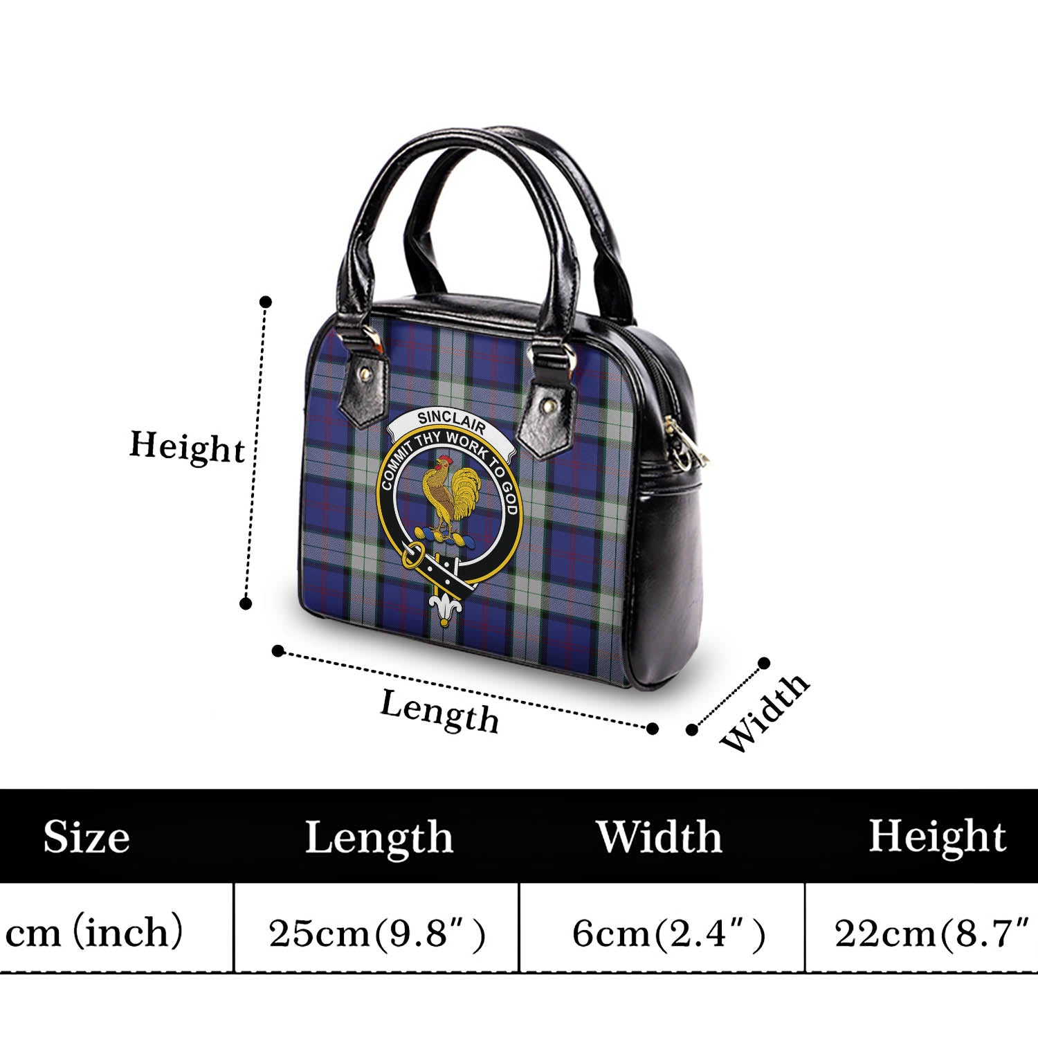 Sinclair Dress Tartan Shoulder Handbags with Family Crest - Tartanvibesclothing