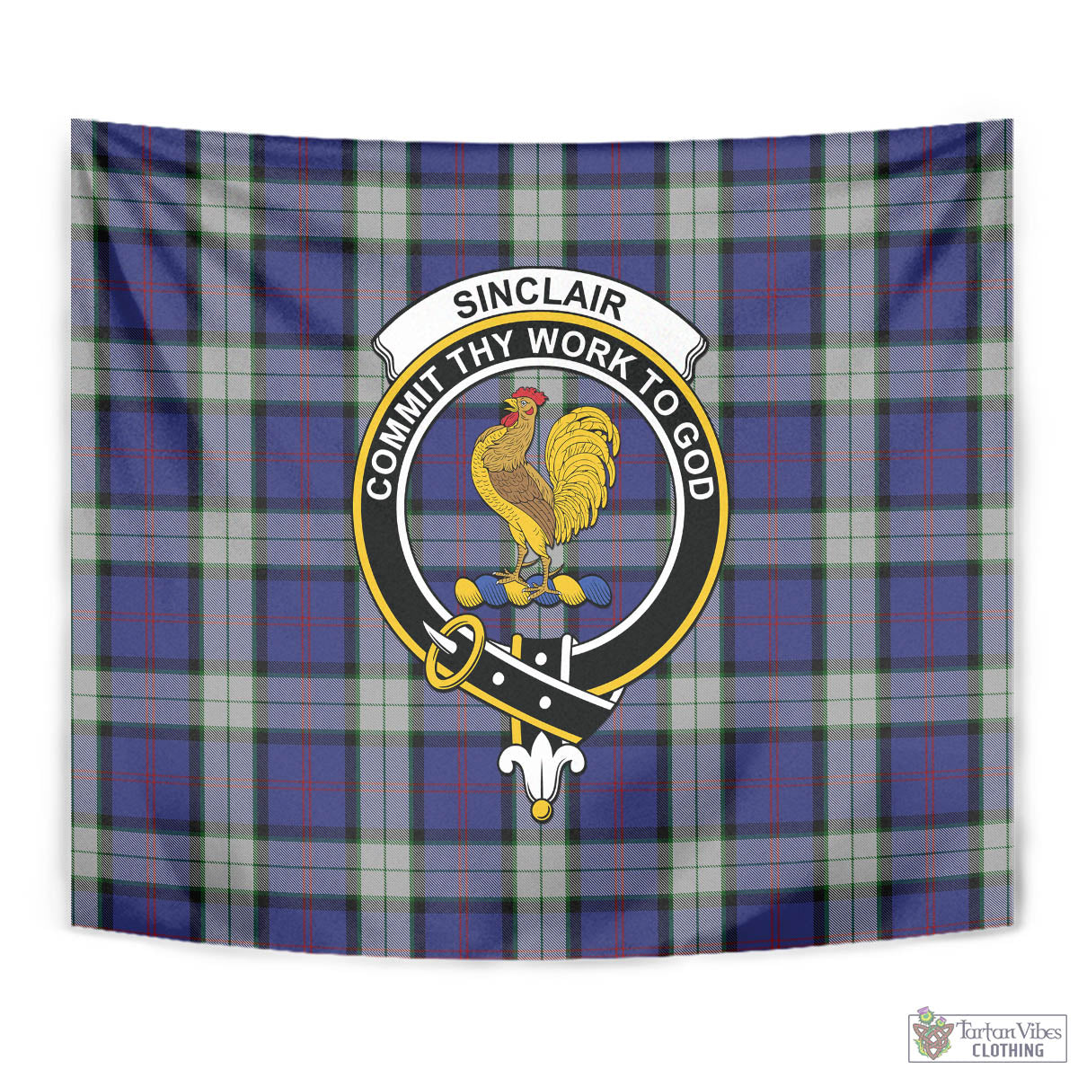 Tartan Vibes Clothing Sinclair Dress Tartan Tapestry Wall Hanging and Home Decor for Room with Family Crest