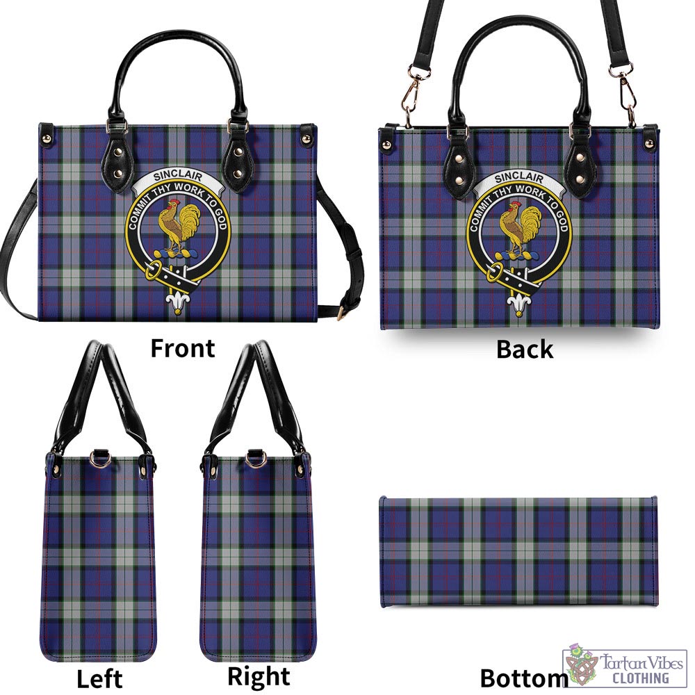 Tartan Vibes Clothing Sinclair Dress Tartan Luxury Leather Handbags with Family Crest