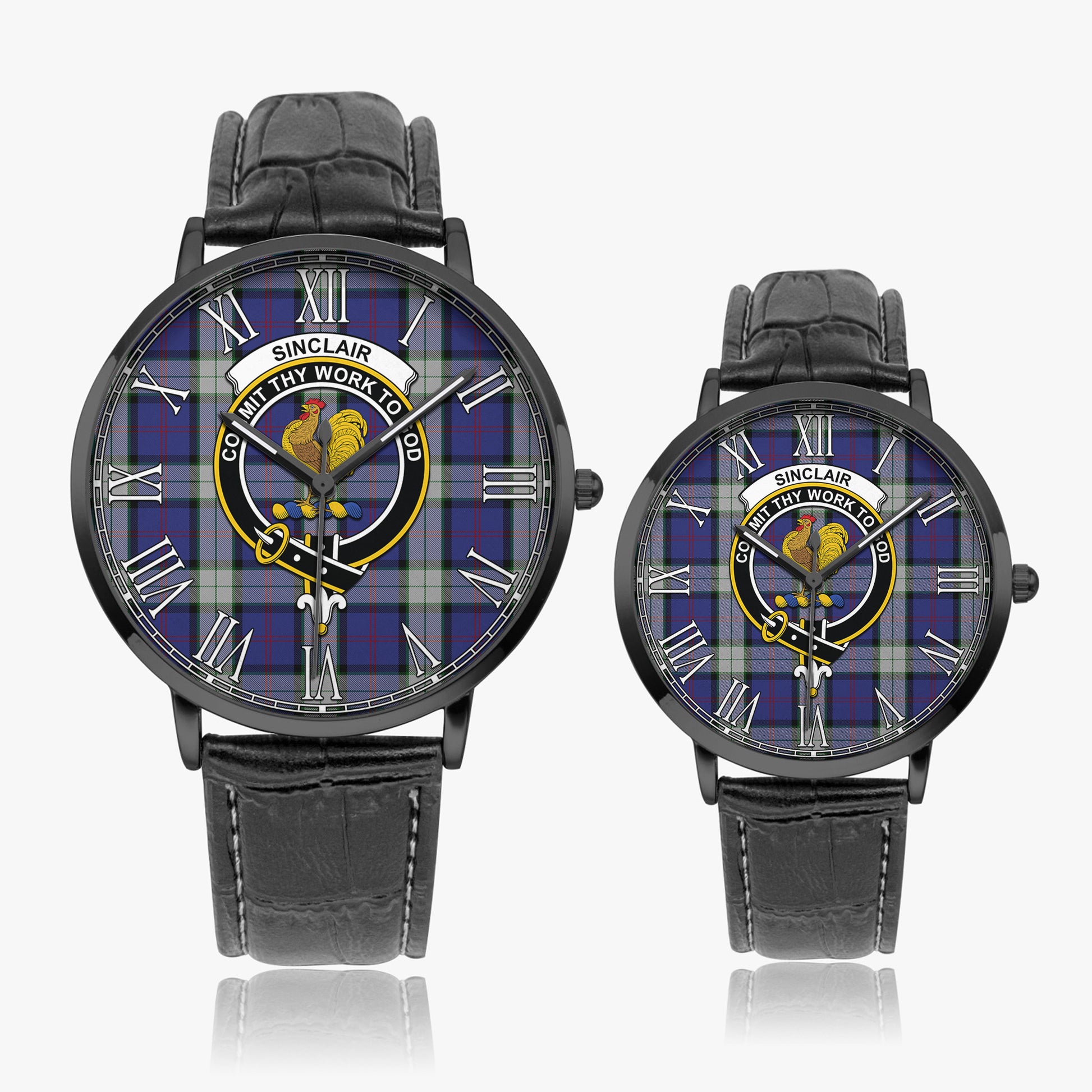 Sinclair Dress Tartan Family Crest Leather Strap Quartz Watch - Tartanvibesclothing