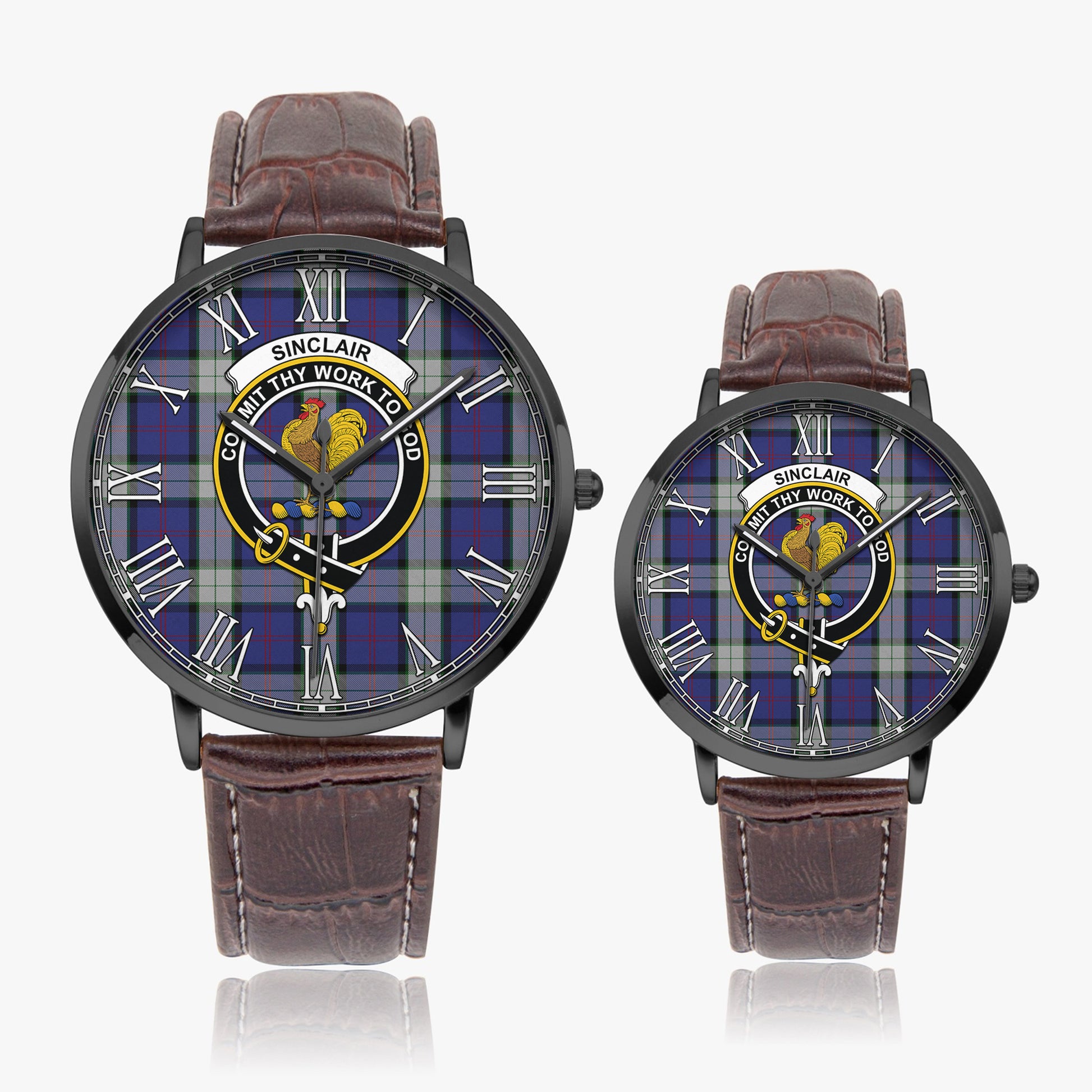 Sinclair Dress Tartan Family Crest Leather Strap Quartz Watch - Tartanvibesclothing